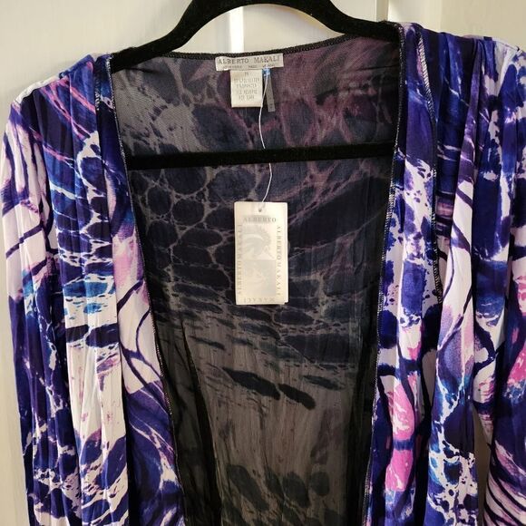 Alberto Makali Open Front Cardigan Overlay Patterned Top Size Medium - Picture 5 of 7